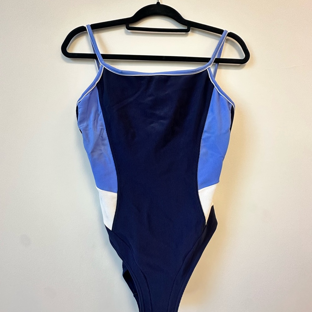 Women's One Piece Swimsuit - Blue and White
